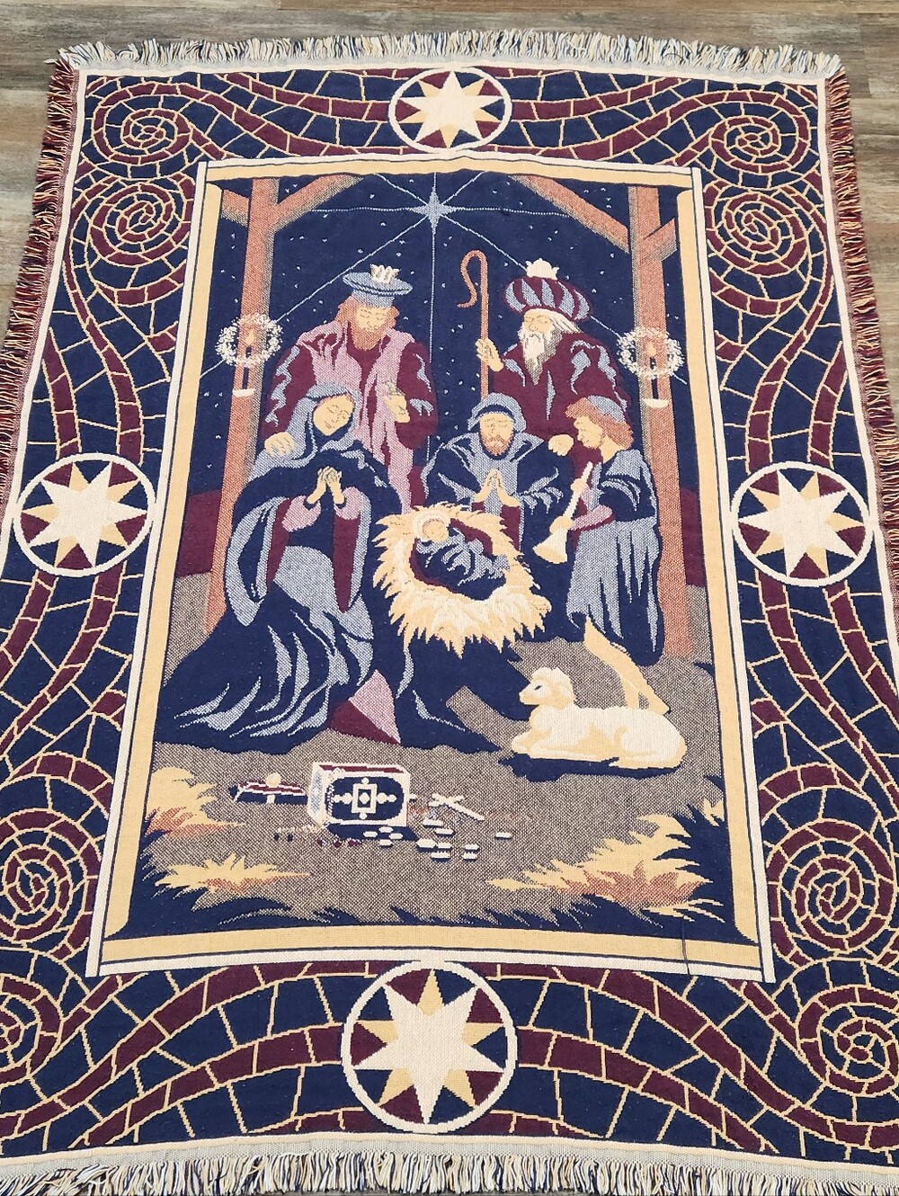 ✨ Bring Timeless Warmth Home: Vintage Goodwood Weavers Nativity Throw ✨